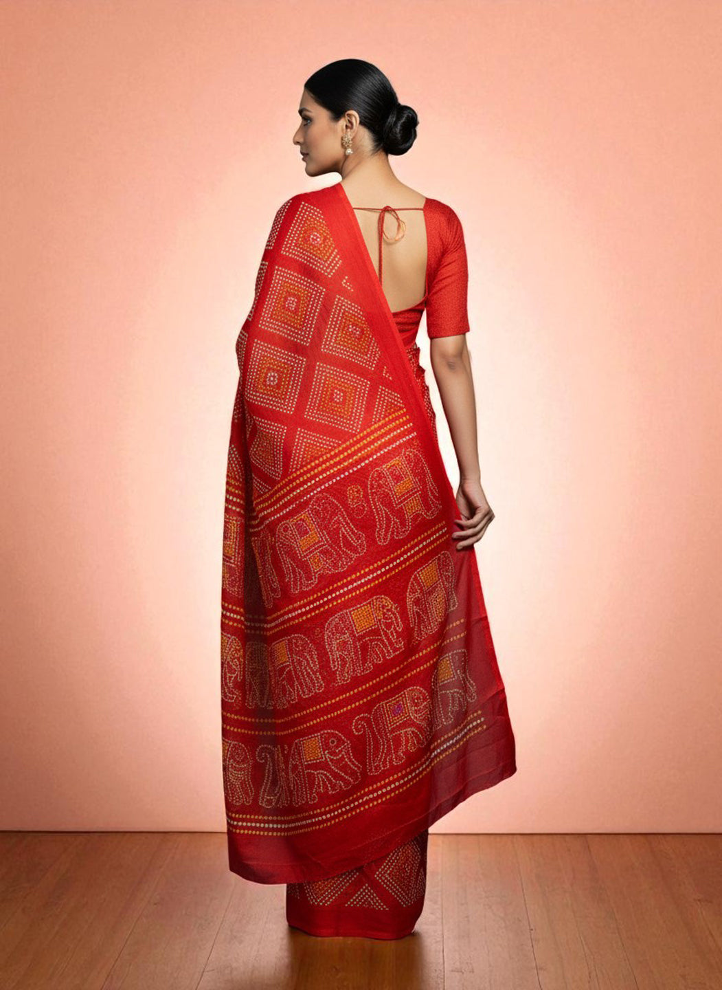 Elegant Satin Bandhni Printed Party wear Saree