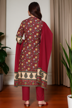 Women's Cotton Floral Printed Kurta Set with Dupatta