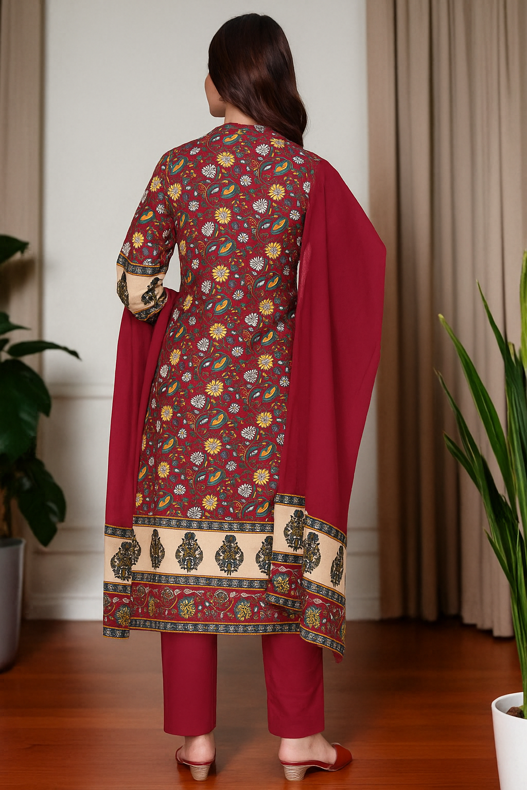 Women's Cotton Floral Printed Kurta Set with Dupatta