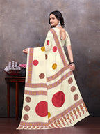 Crepe Silk Casual Wear Cream Color  Saree