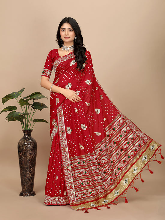 Patola Print Cotton Silk Saree with Tassel Border Pallu