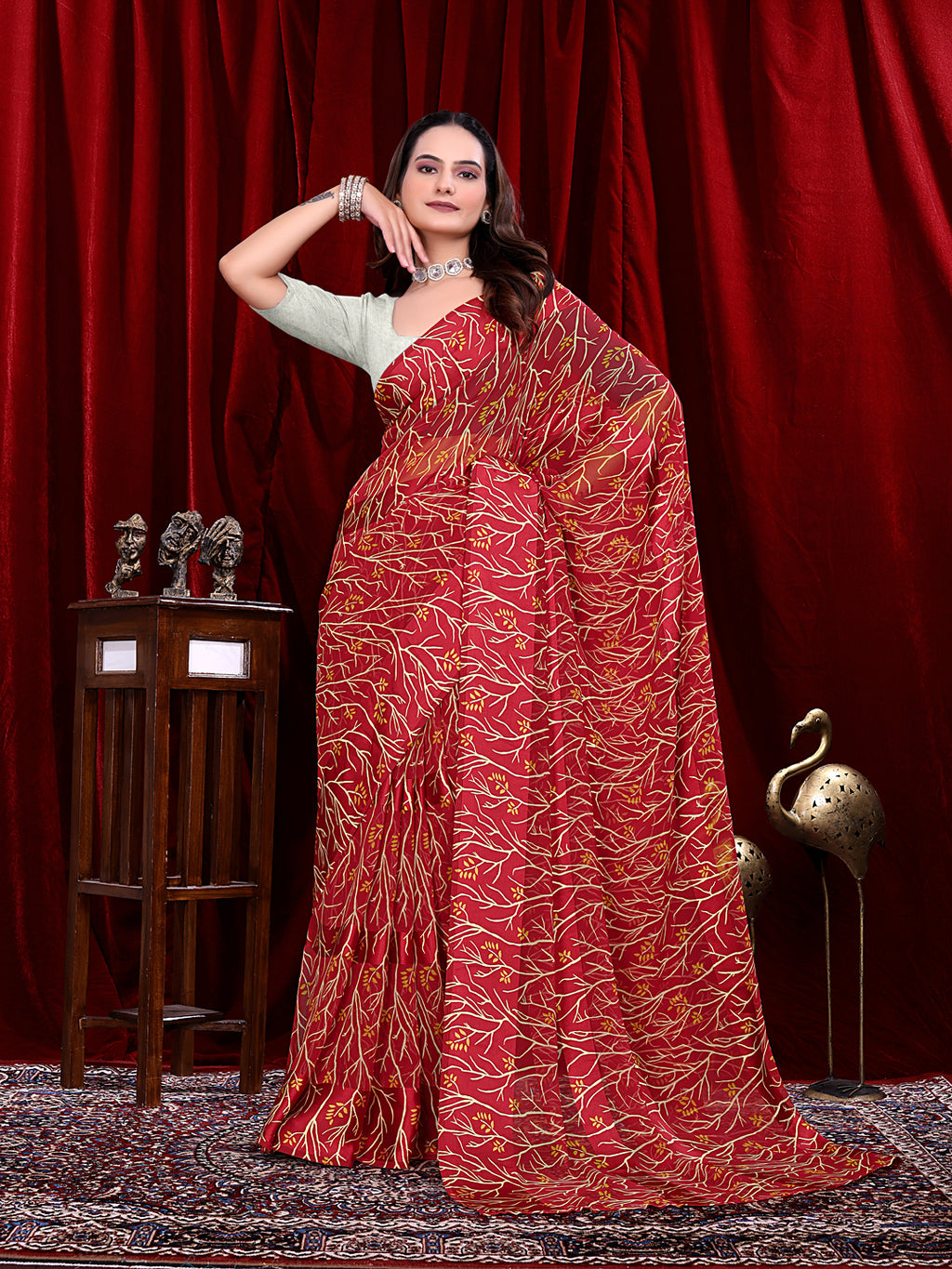 Ready to Wear Georgette Patta Printed Saree