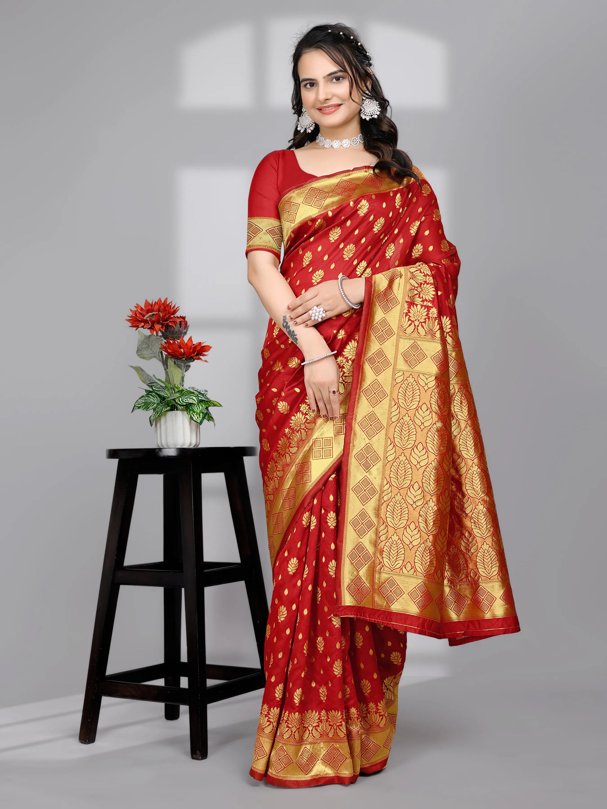 Ready to Wear Woven Banarasi Jacquard Pure Silk Saree