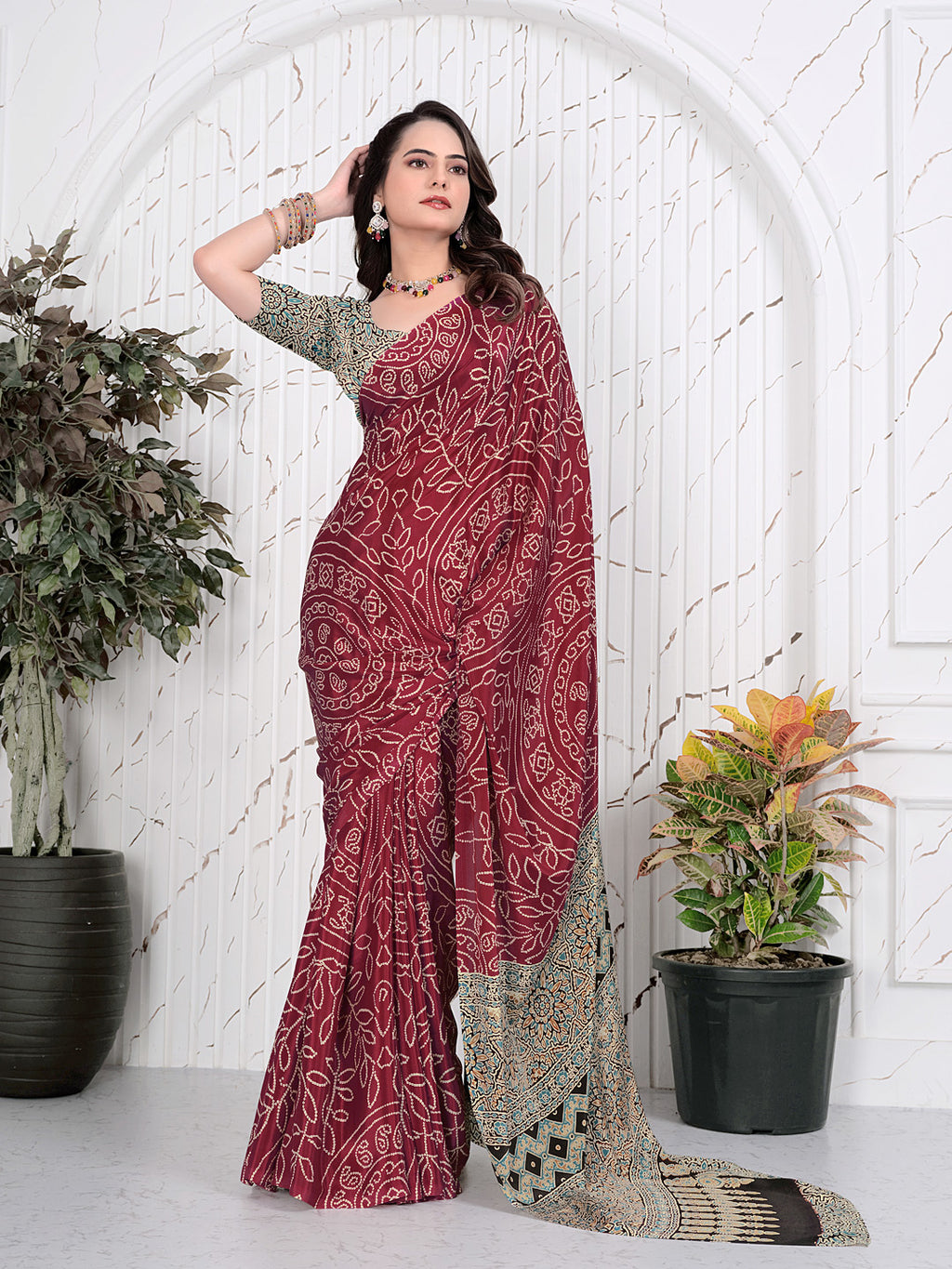 Abstract Printed Pure Crepe Silk Saree