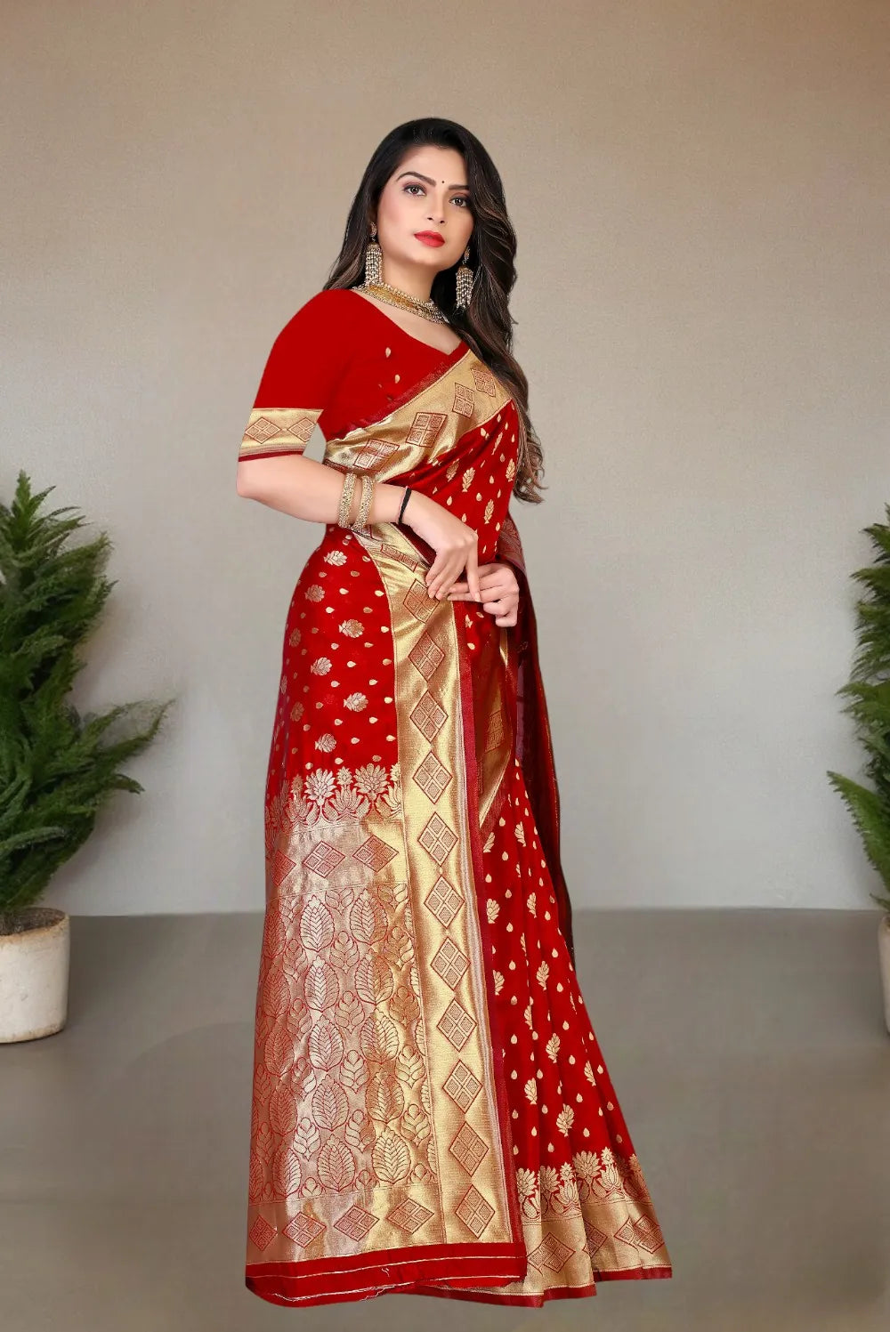 Pionex Woven Kanjivaram Jacquard Pure Silk Saree