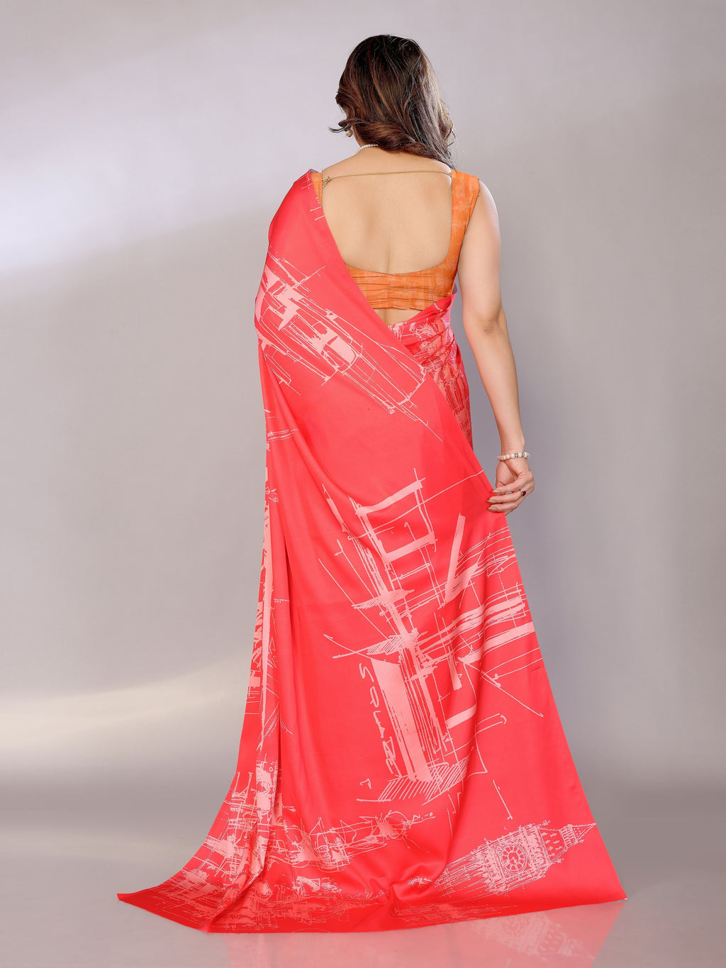 Abstract Print Crepe Silk Saree for Party Wear