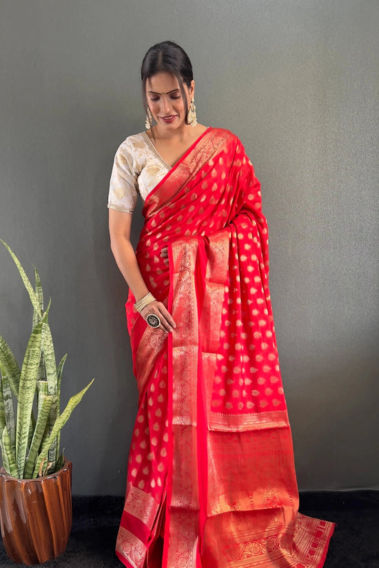 Ready to Wear Pure Banarasi Georgette Saree With Ready Made Blouse