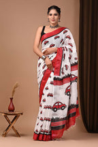 Women’s Graphic Print Handloom Mulmul Pure Cotton Saree