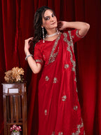 Traditional Embroidered Satin Silk Saree