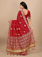 Patola Print Cotton Silk Saree with Tassel Border Pallu