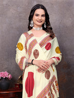 Crepe Silk Casual Wear Cream Color  Saree