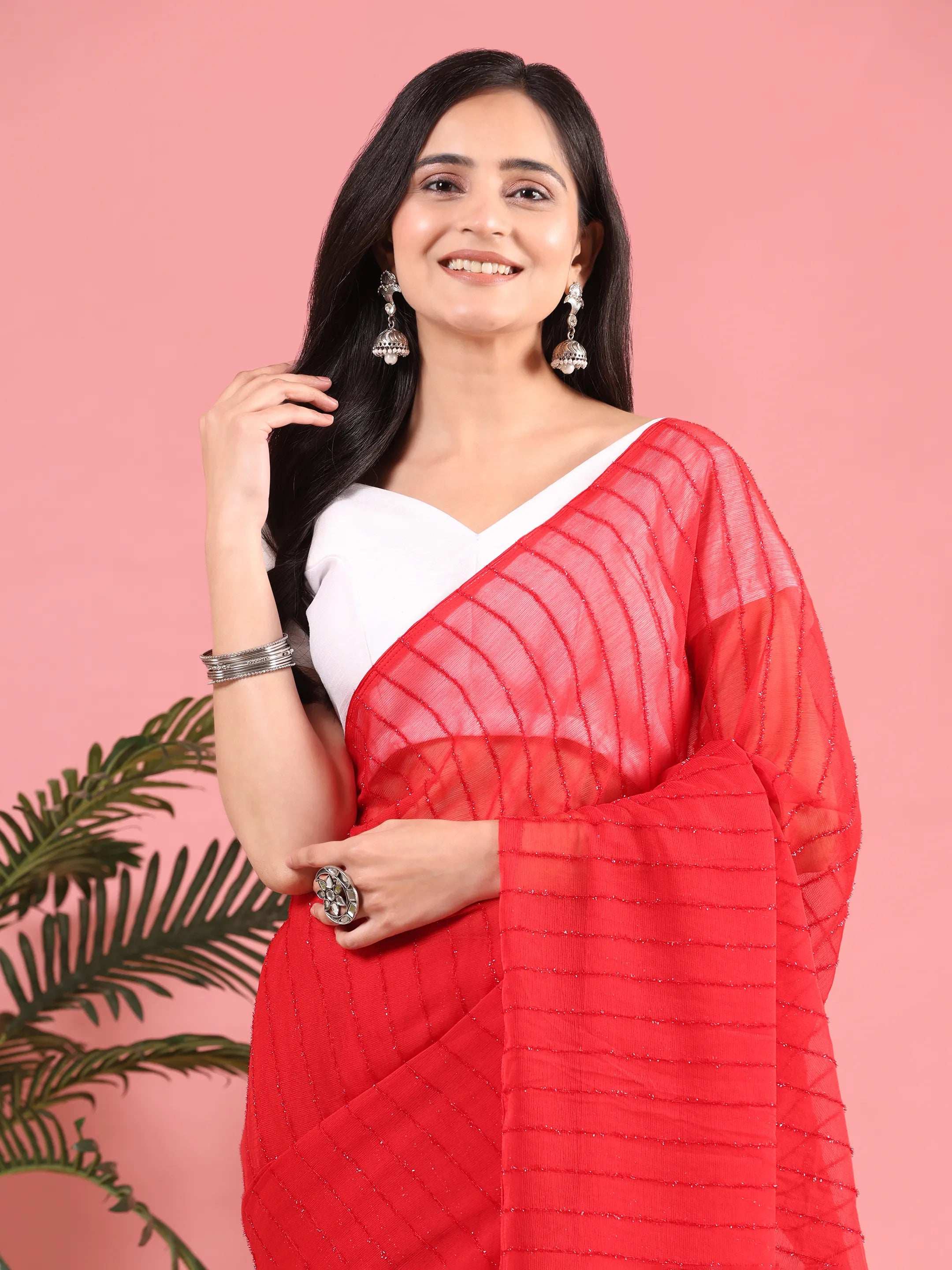 Ready To Wear Chiffon Zari Linen Saree