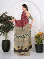 Abstract Printed Pure Crepe Silk Saree