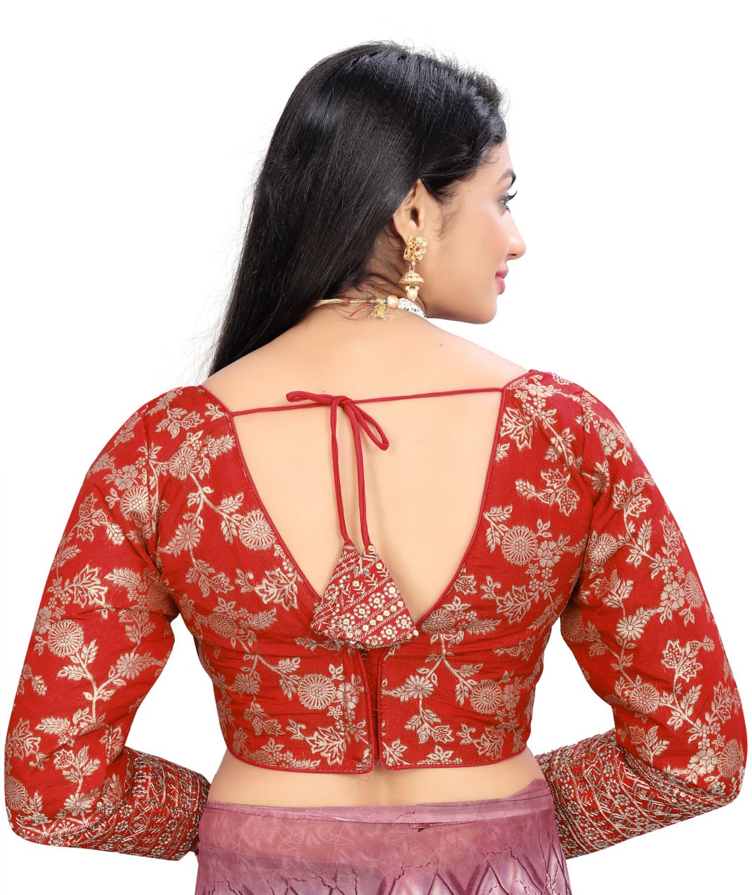 Pure Dola Silk Jacquard Embroidered Blouse