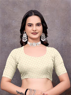 Crepe Silk Casual Wear Cream Color  Saree