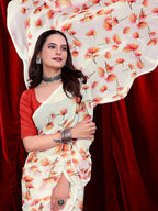 Women's Ready-to-wear Floral Printed Georgette Saree