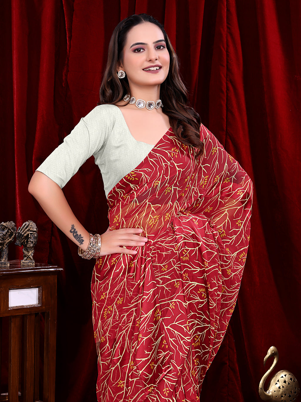 Ready to Wear Georgette Patta Printed Saree
