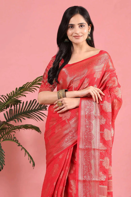 Banarasi Georgette Jacquard Saree With Embroidered Blouse
