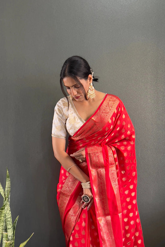 Ready to Wear Pure Banarasi Georgette Saree With Ready Made Blouse