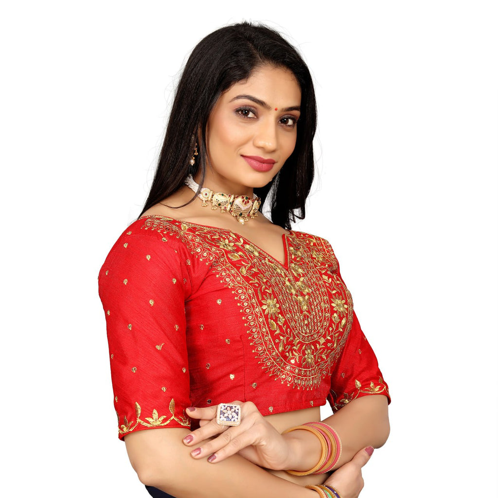 Vichitra Silk Embroidered Blouse