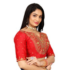 Vichitra Silk Embroidered Blouse