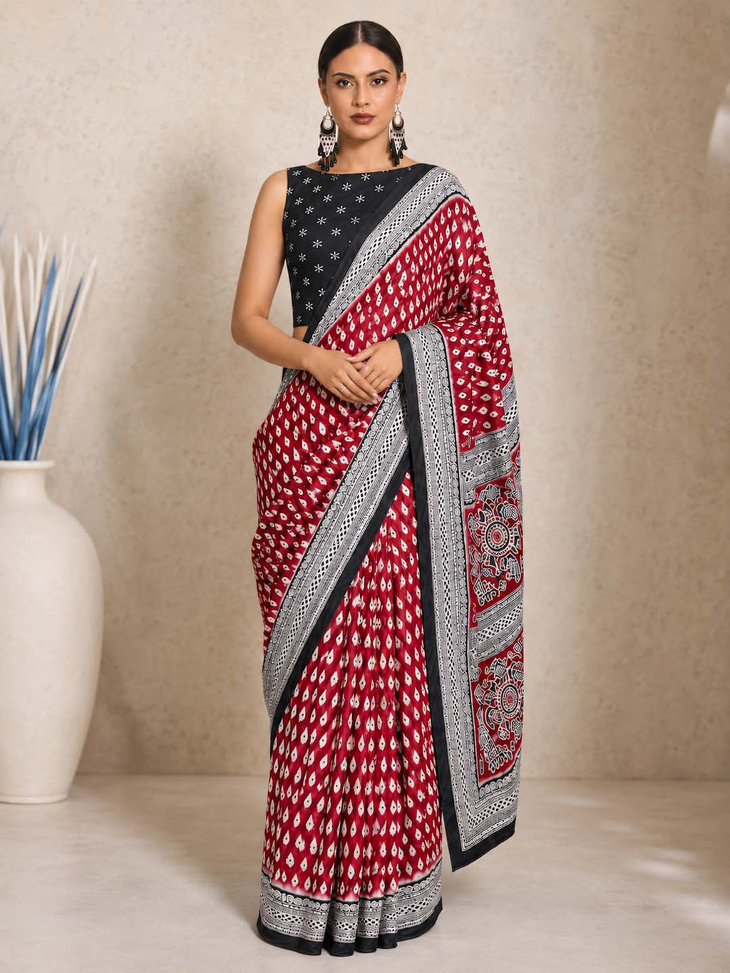 Ready to Wear Jaipuri Mul Cotton Geometric Printed Saree for Women