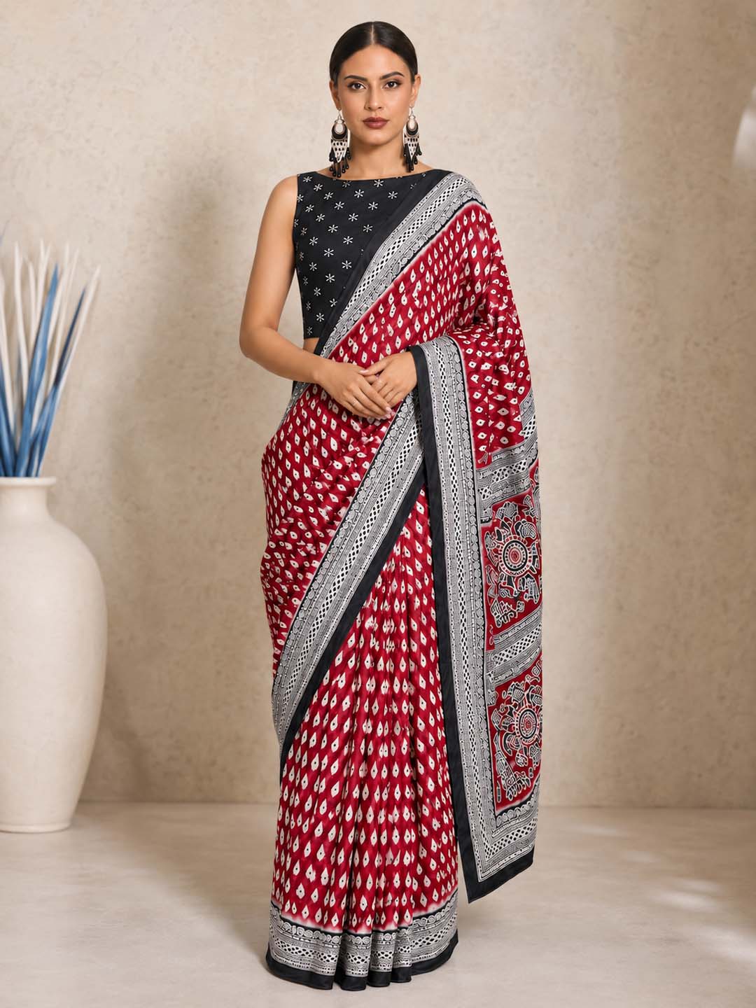 Ready to Wear Jaipuri Mul Cotton Geometric Printed Saree for Women