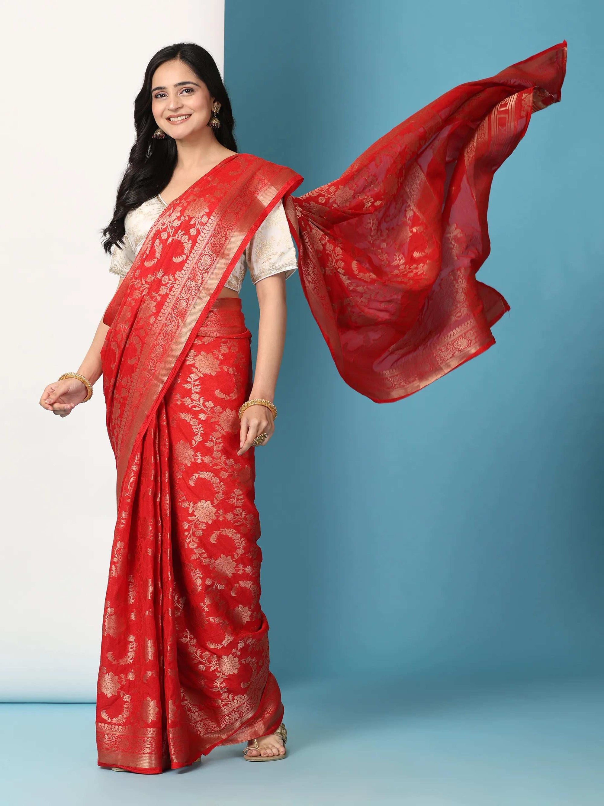Ready to Wear Pure Banarasi Georgette Saree