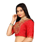 Vichitra Silk Embroidered Blouse