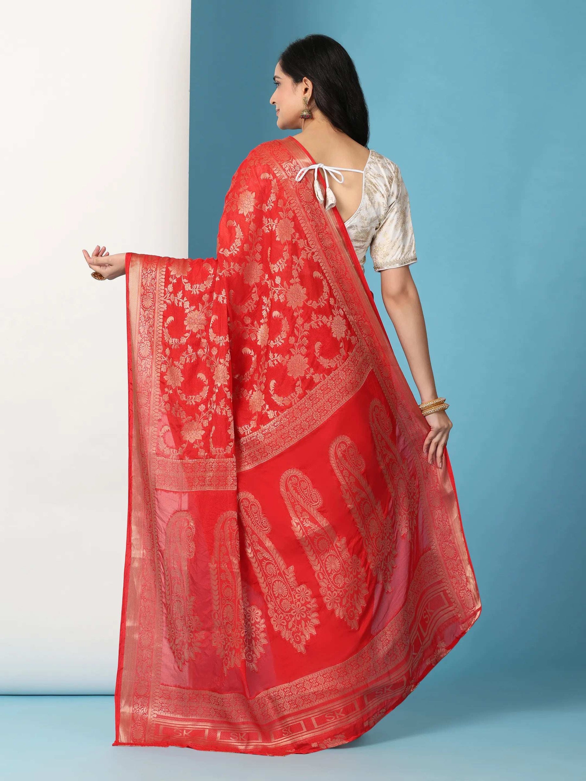 Ready to Wear Pure Banarasi Georgette Saree