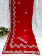 Traditional Embroidered Satin Silk Saree