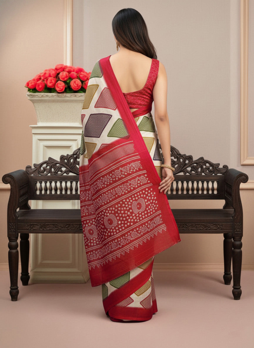 Satin Bandhni Printed Party wear Saree