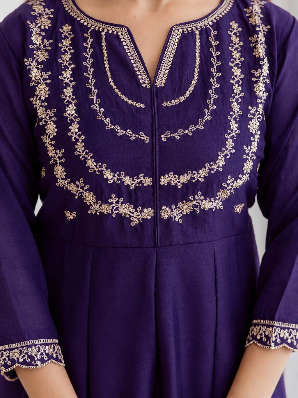 Embroidery Vichitra Silk Anarkali Kurta Pant Set With Dupatta