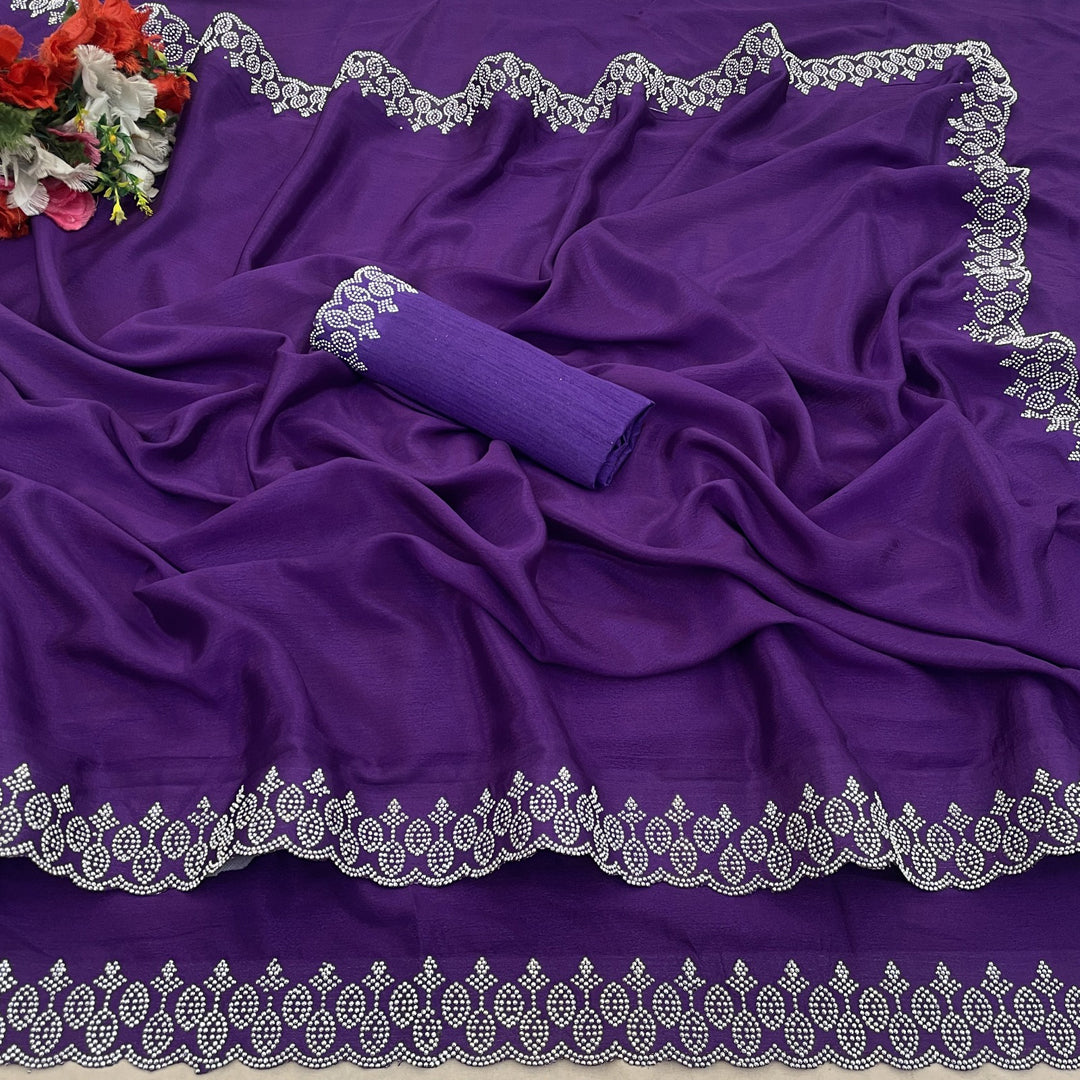 SIROSKI DAIMOND WORK SILK SAREE