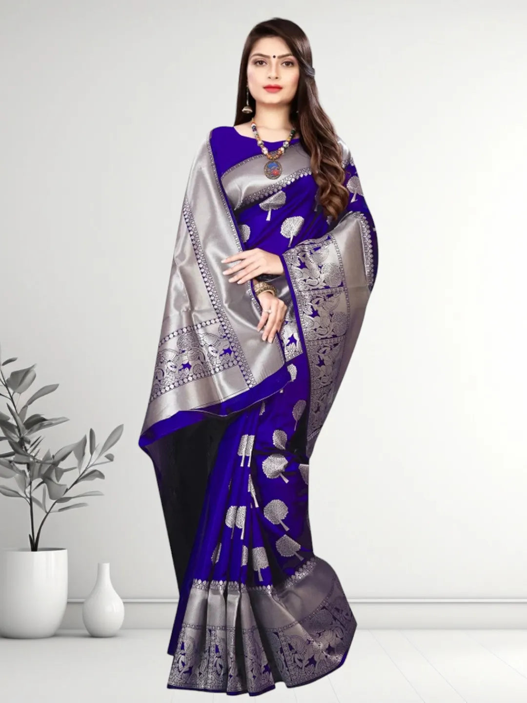 Pionex Banarasi Softy Copper Zari Weaving Brocade Saree