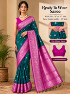 Ready to Wear Teal Blue Silk Woven Banarasi Saree