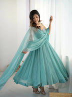 Crunchy Silk Anarkali with Dupatta & Pants – Wedding & Party Wear