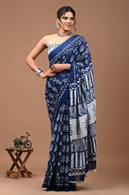 Women’s Mul Cotton Ready To Wear Saree with Floral Printed Pattern