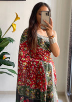 Mulmul Cotton Kalamkari Hand Block Print Saree