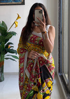 Mulmul Cotton Kalamkari Hand Block Print Saree