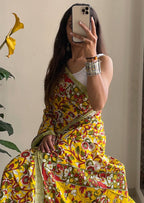 Woman's Mulmul Cotton Kalamkari Hand Block Print Saree