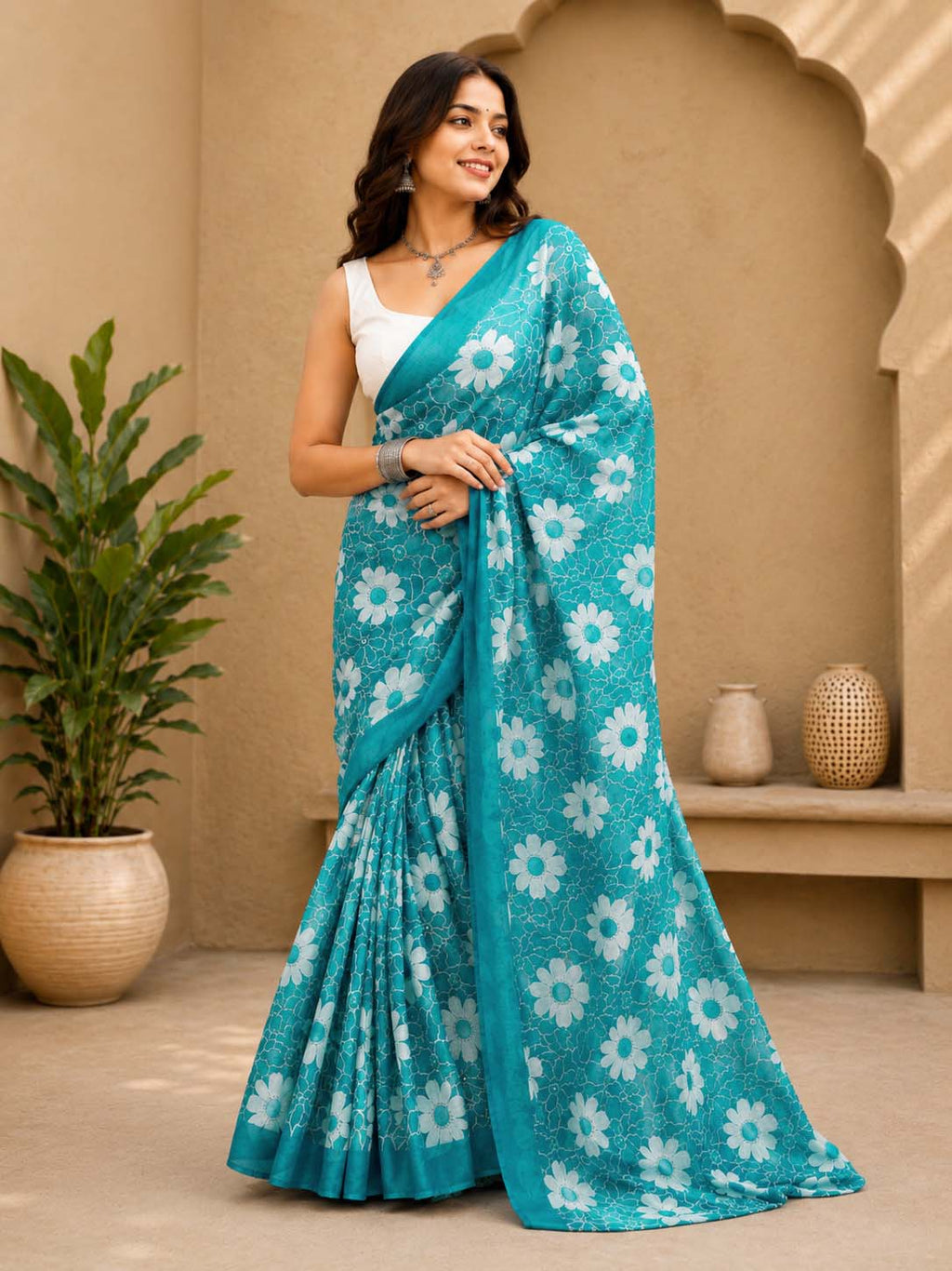 Ready to Wear Jaipuri Mul Cotton Printed Saree for Women