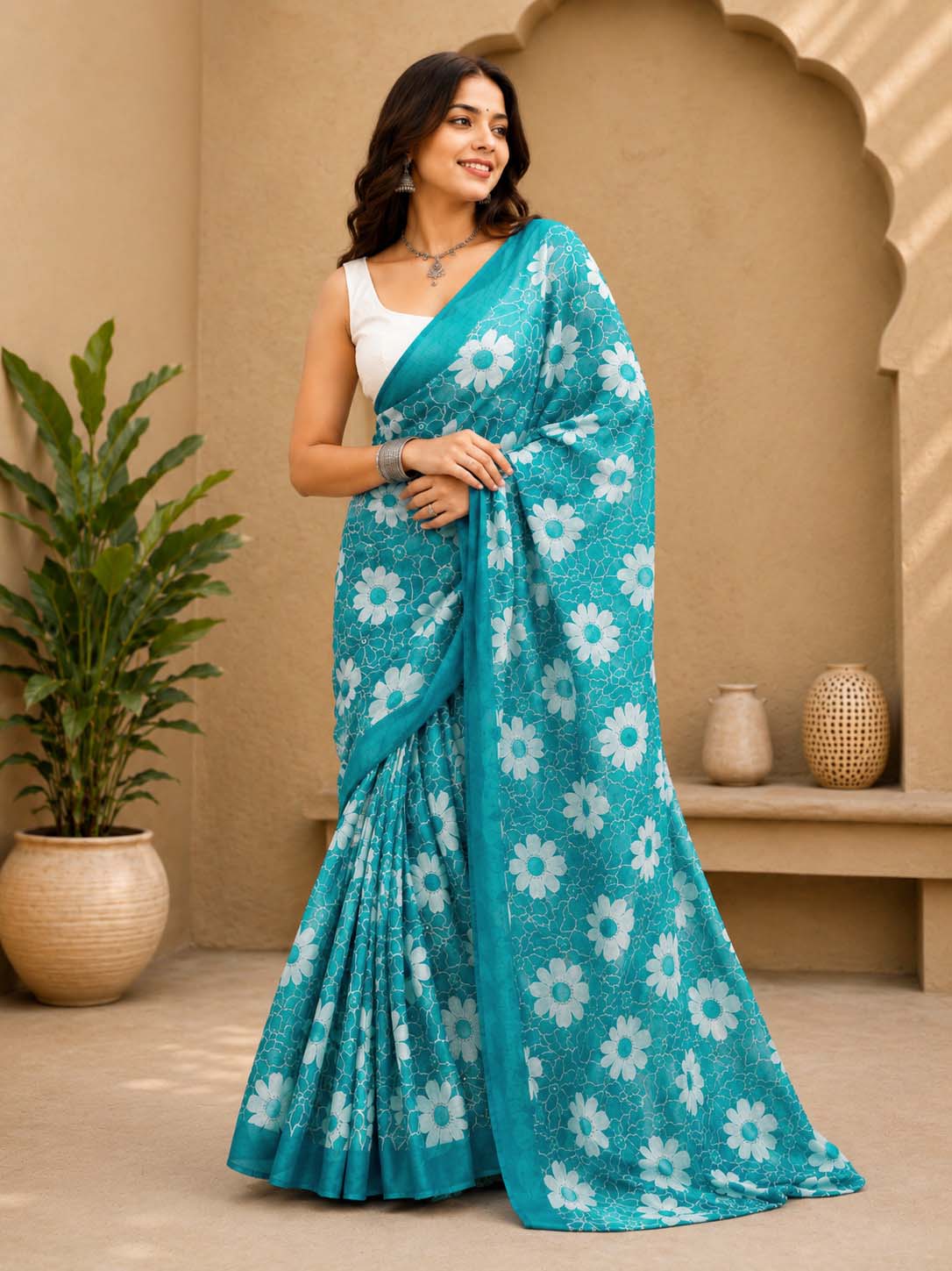 Ready to Wear Jaipuri Mul Cotton Printed Saree for Women
