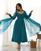 Women Leheriya Printed Georgette Anarkali Kurta Set