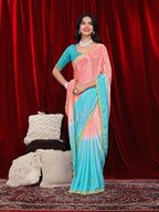 Chinon Saree in Dual Tone Shades with Embroidered Moti Border
