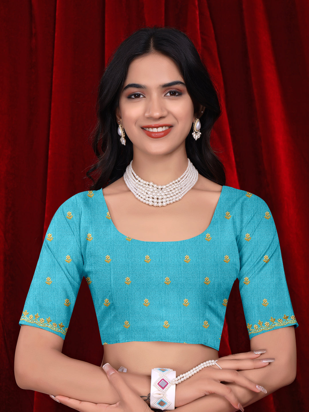 Chinon Saree in Dual Tone Shades with Embroidered Moti Border