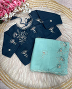 Chiffon Saree with Khatli Handwork & Stiched Blouse