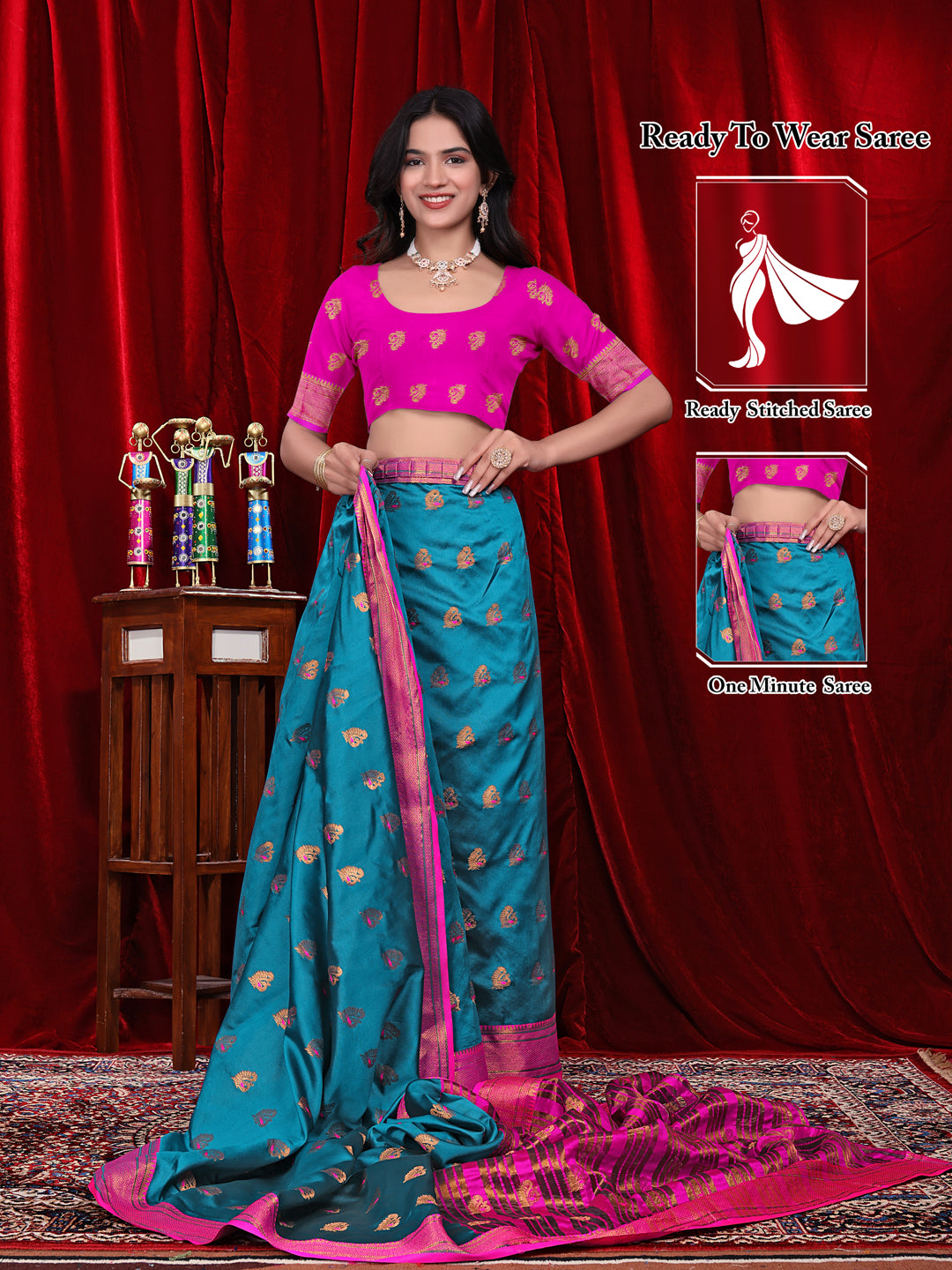 Ready to Wear Jacquard Pure Silk Saree