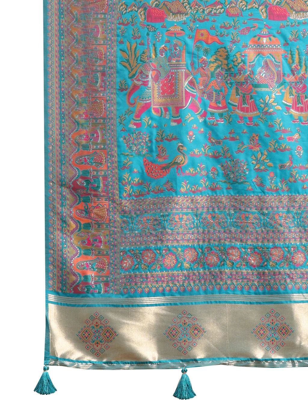 Floral Printed Woven Zari Pashmina Saree