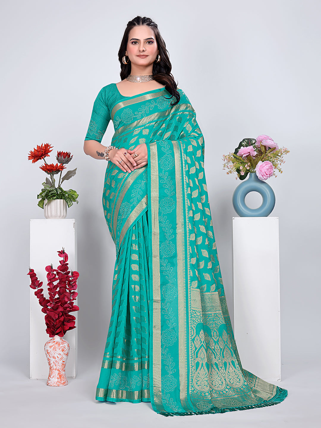 Banarasi Georgette Siroski Work Saree